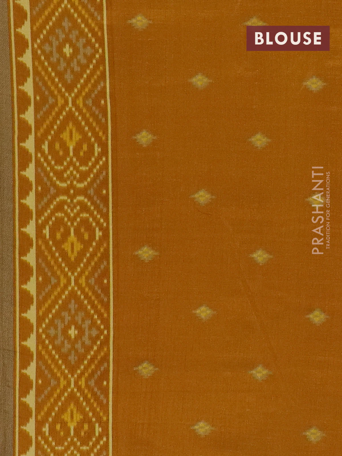 Semi patola saree yellow with allover ikat weaves and woven border - Image 4