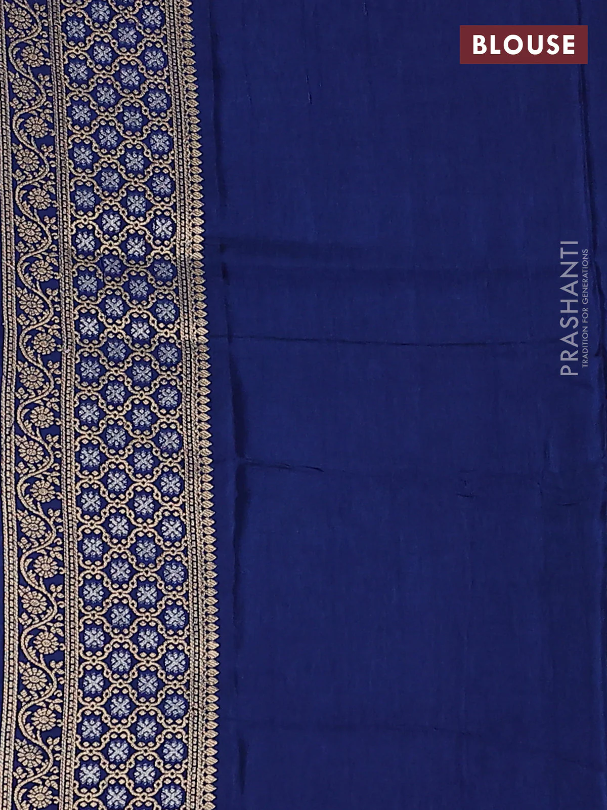 Semi raw silk saree blue shade and blue with silver & gold zari woven buttas and zari woven border - Image 3