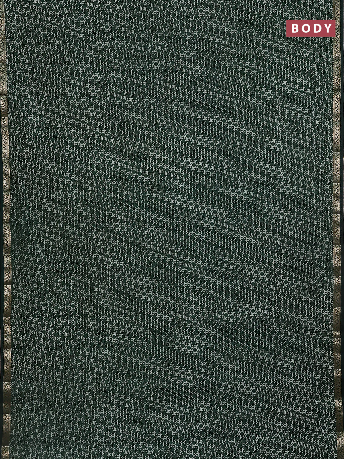 Semi raw silk saree bottle green with allover geometric weaves and zari woven border - Image 2