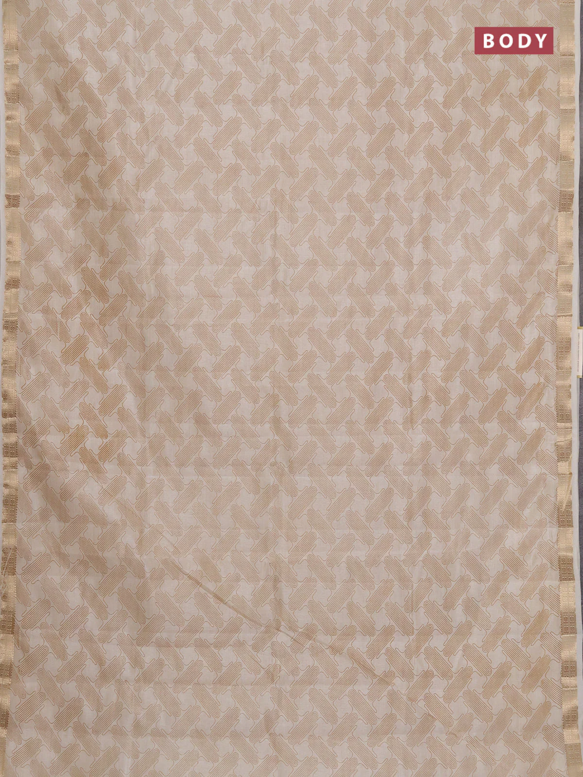 Semi raw silk saree cream with allover geometric prints and zari woven border - Image 2