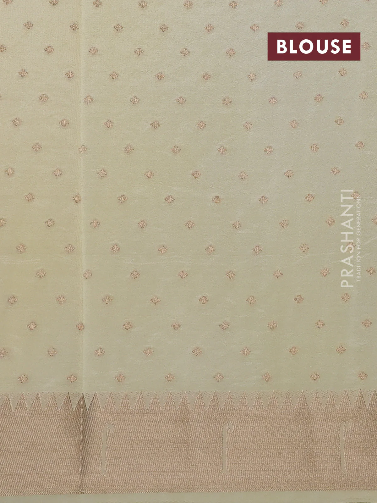 Semi raw silk saree cream with allover zari woven buttas and pichwai design pallu - Image 3