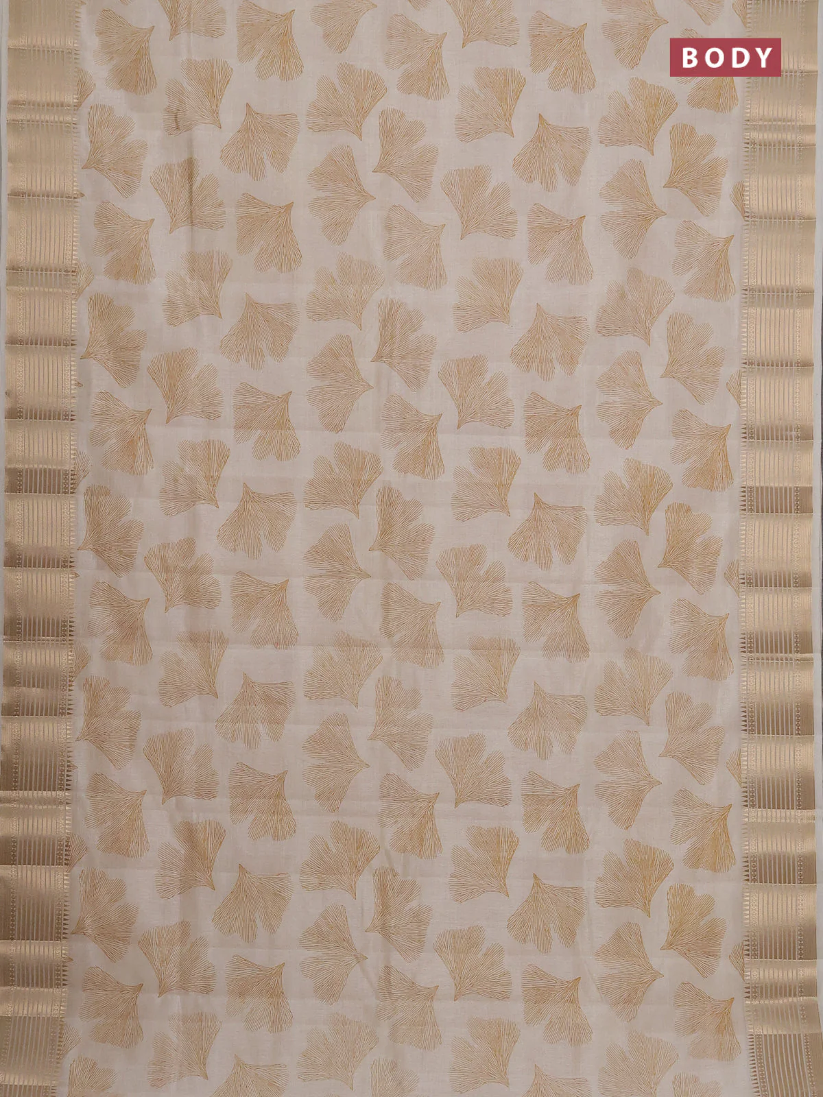 Semi raw silk saree cream with butta prints and zari woven border - Image 2