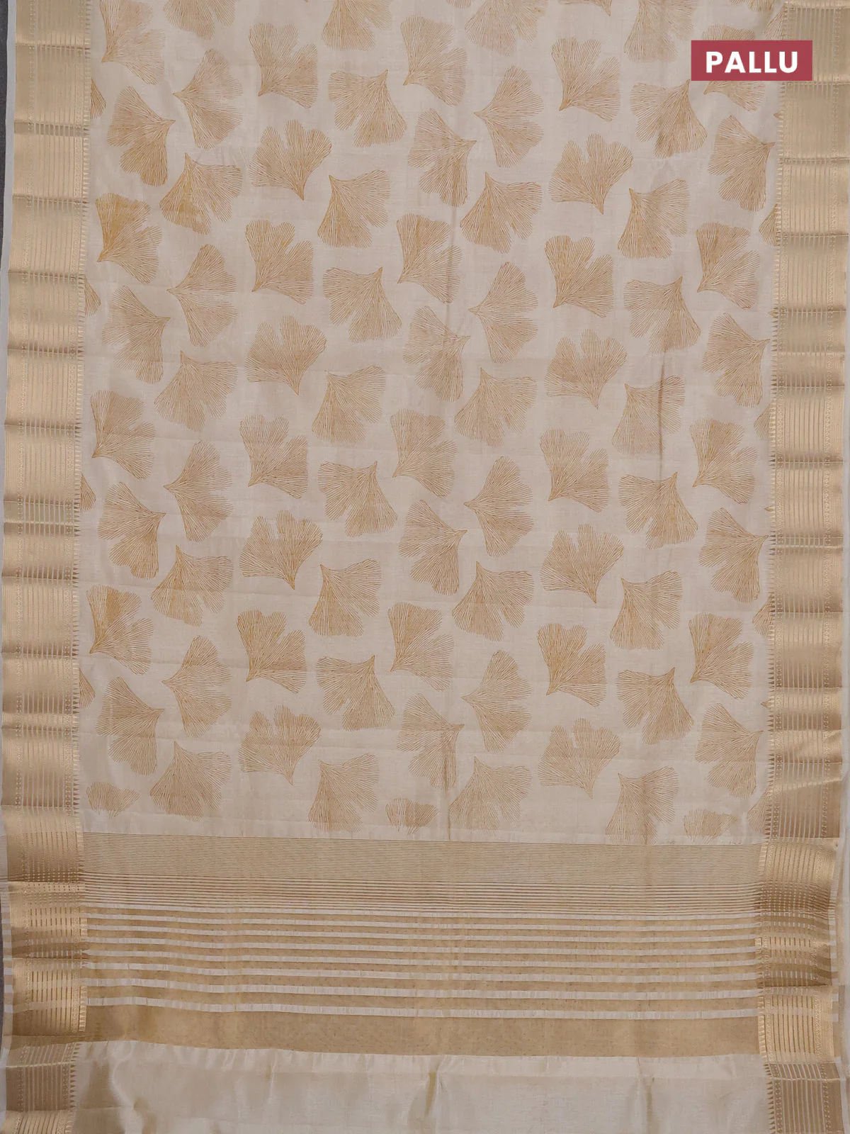 Semi raw silk saree cream with butta prints and zari woven border - Image 3