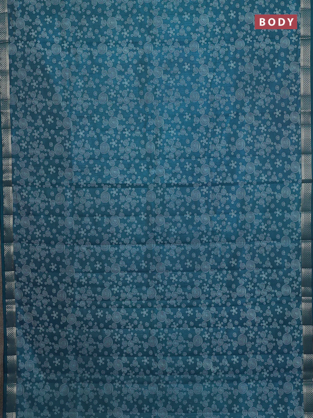Semi raw silk saree cs blue with allover prints and zari woven border - Image 2