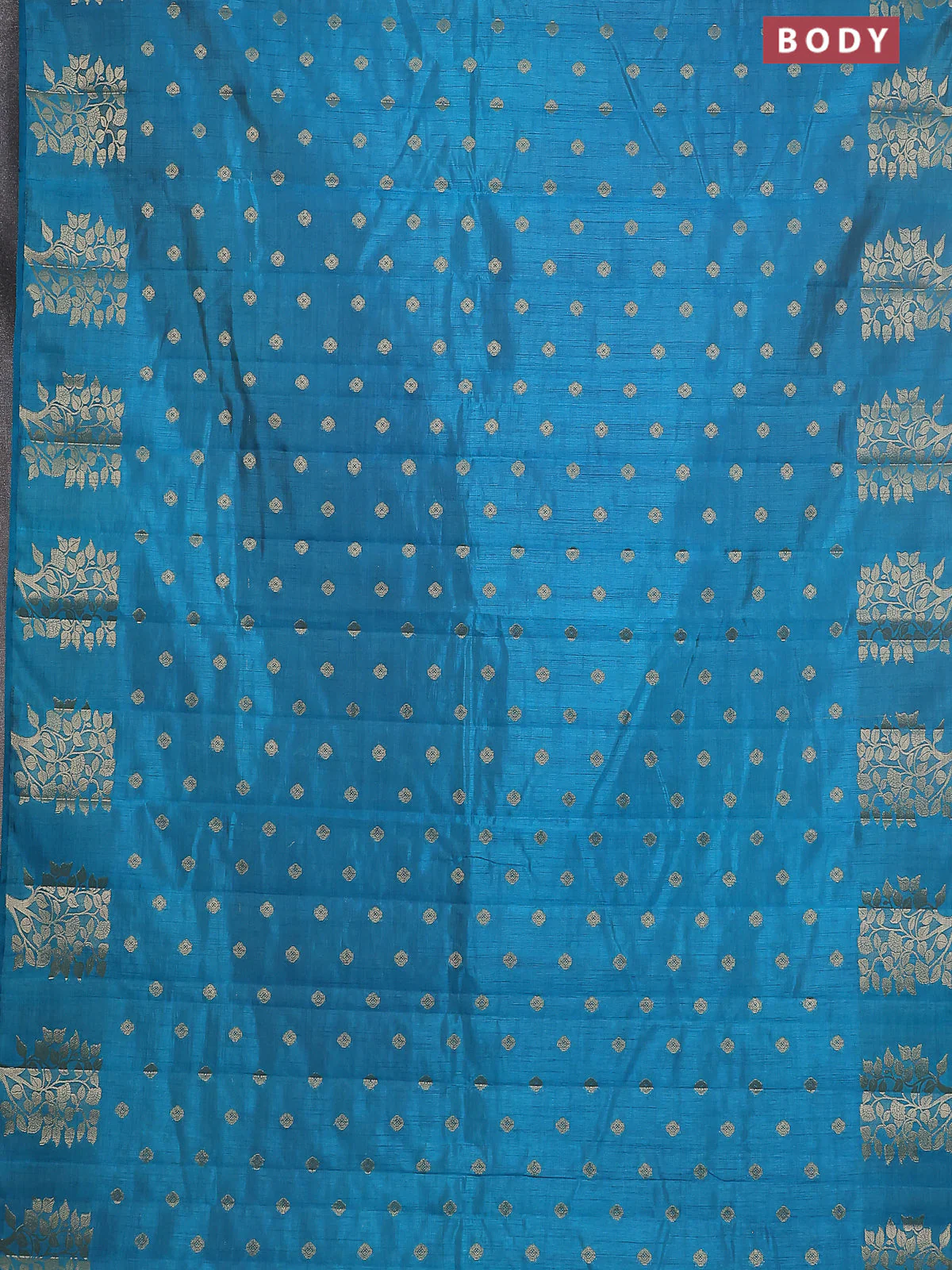 Semi raw silk saree cs blue with allover zari woven 1000 buttas and zari woven butta border - Image 2