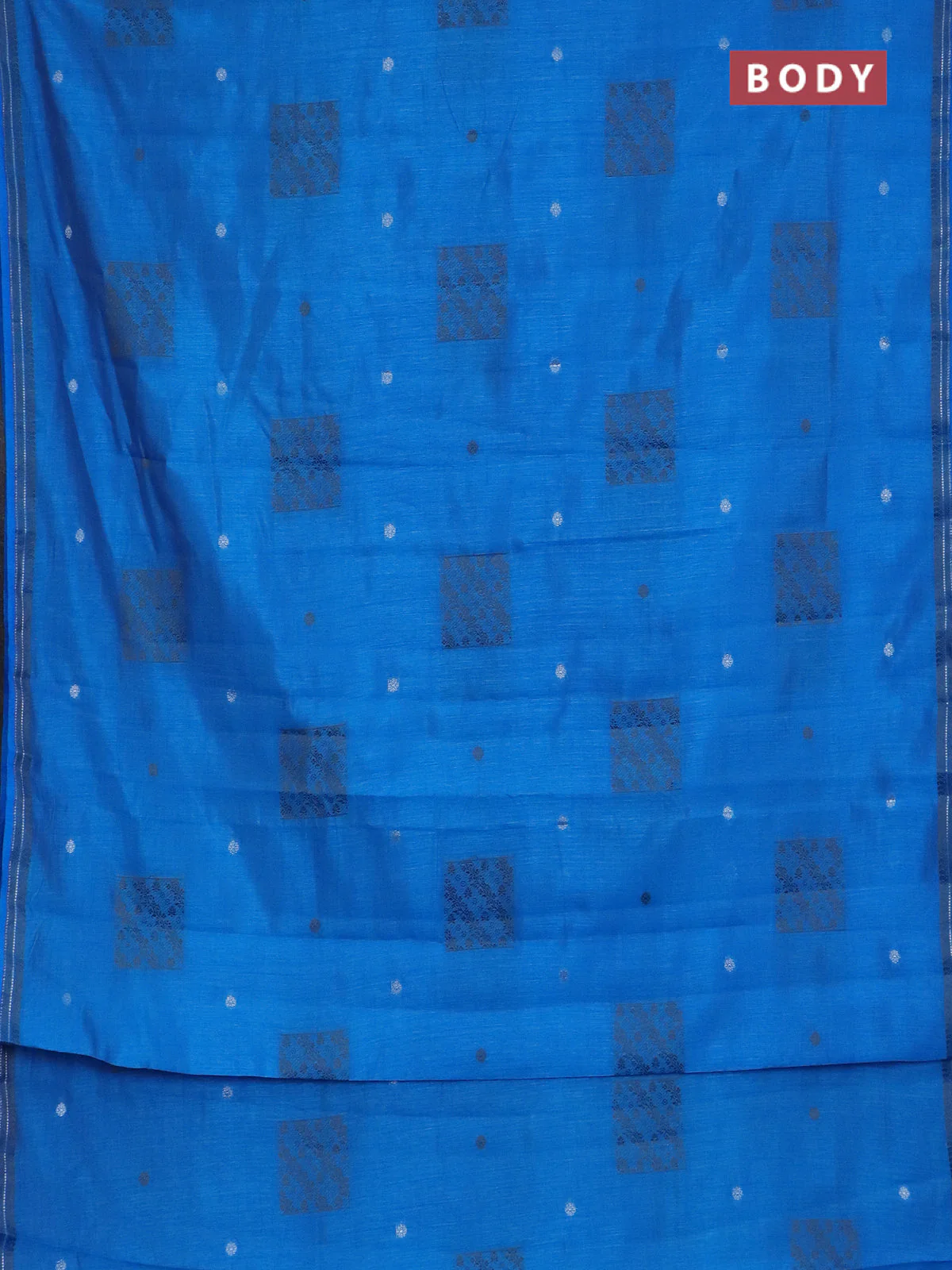 Semi raw silk saree cs blue with thread & zari woven buttas and woven border - Image 2