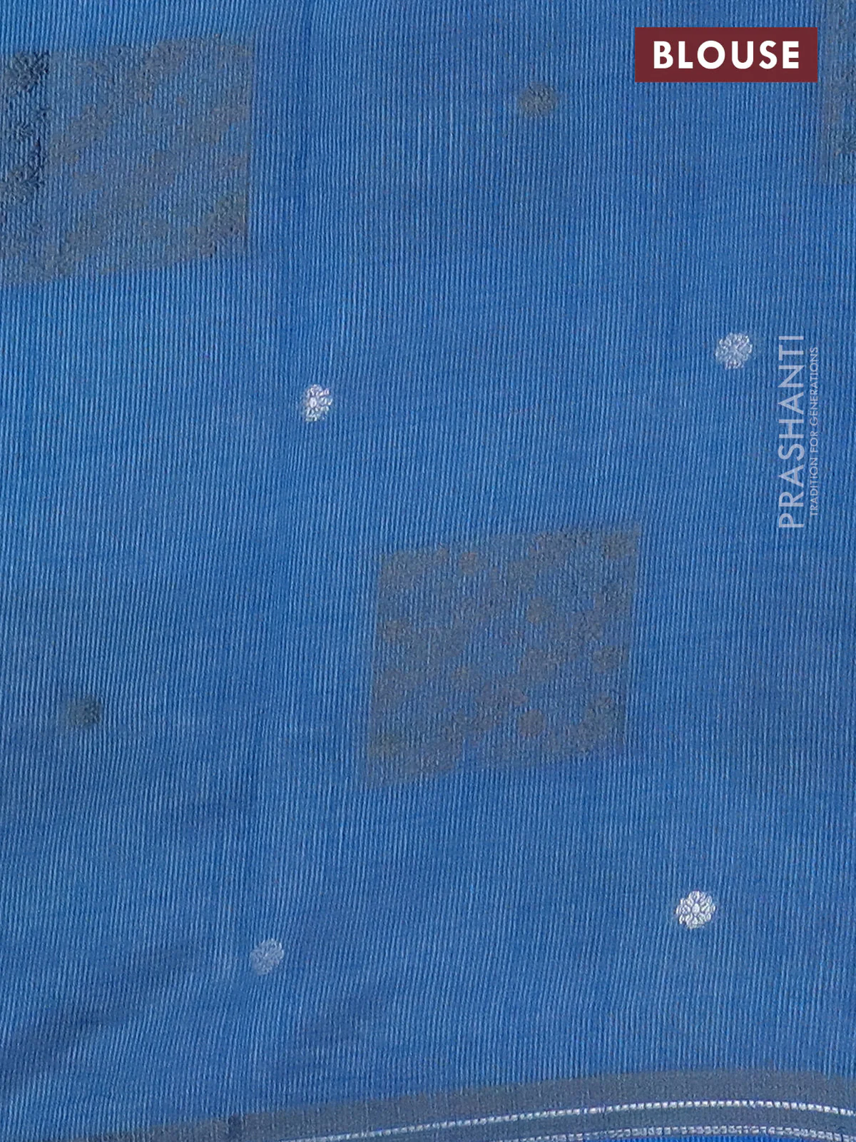Semi raw silk saree cs blue with thread & zari woven buttas and woven border - Image 4