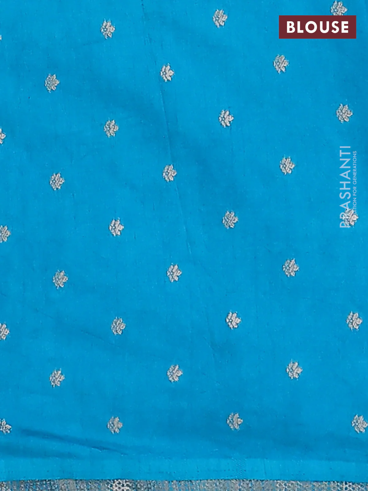 Semi raw silk saree cs blue with zari weaves & elephant buttas and elephant design zari woven border - Image 4