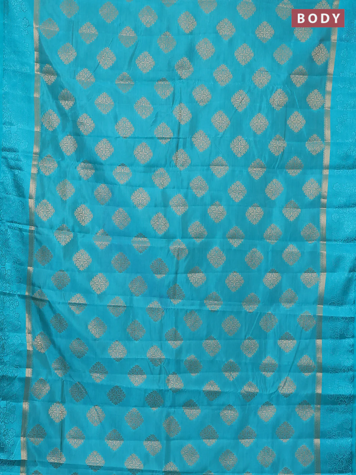 Semi raw silk saree cs blue with zari woven buttas and zari woven simple border - Image 2