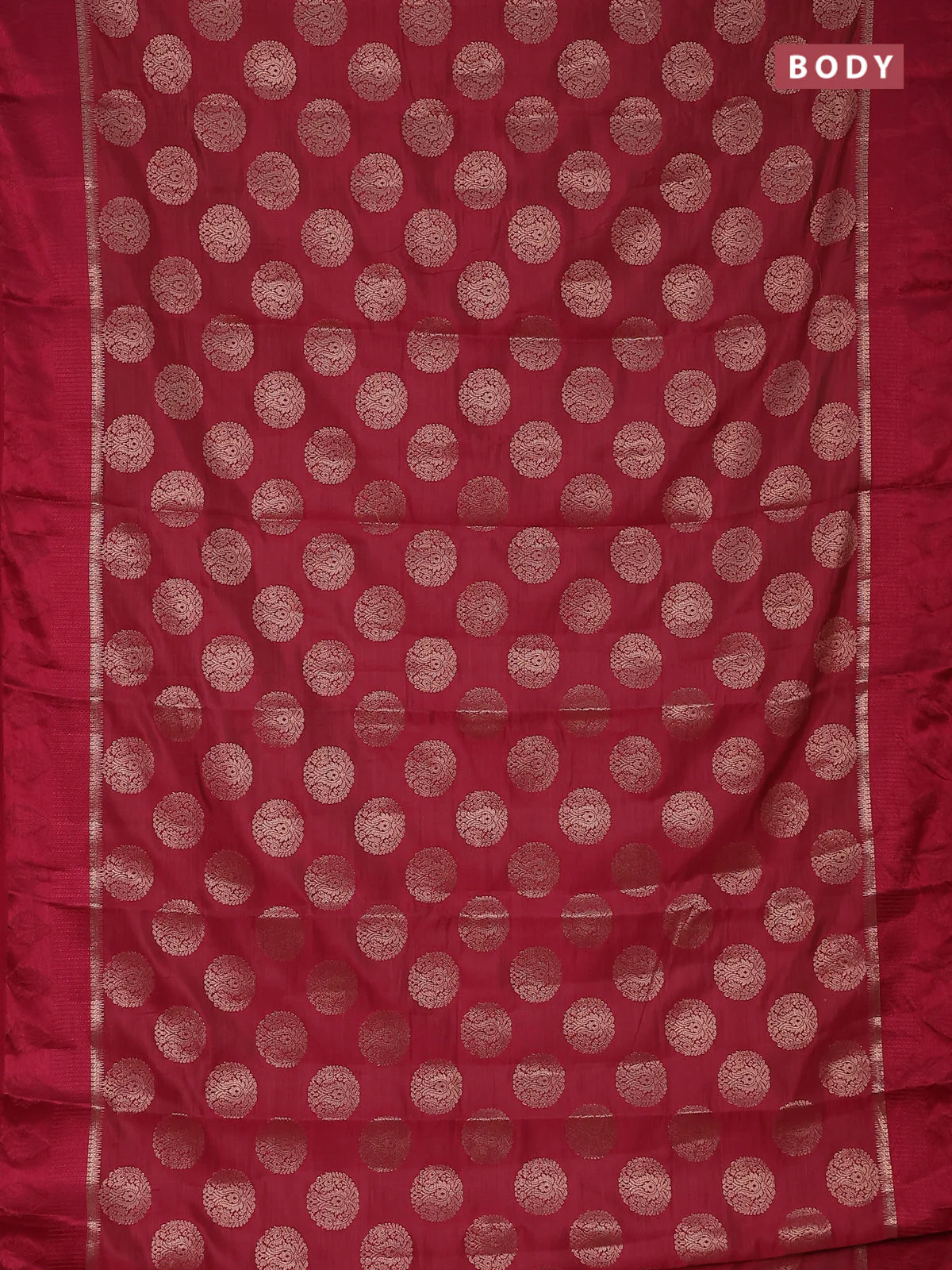 Semi raw silk saree dark pibk with zari woven buttas and zari woven simple border - Image 2