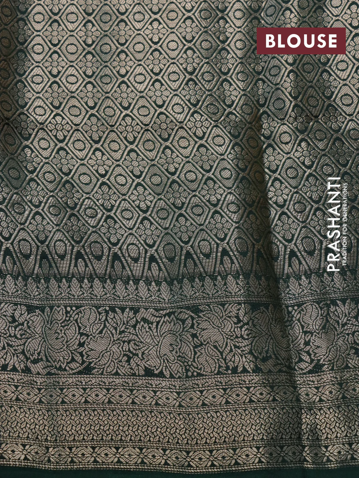 Semi raw silk saree dark pink and yellow green with allover zari weaves & floral digital prints and zari woven border - Image 4