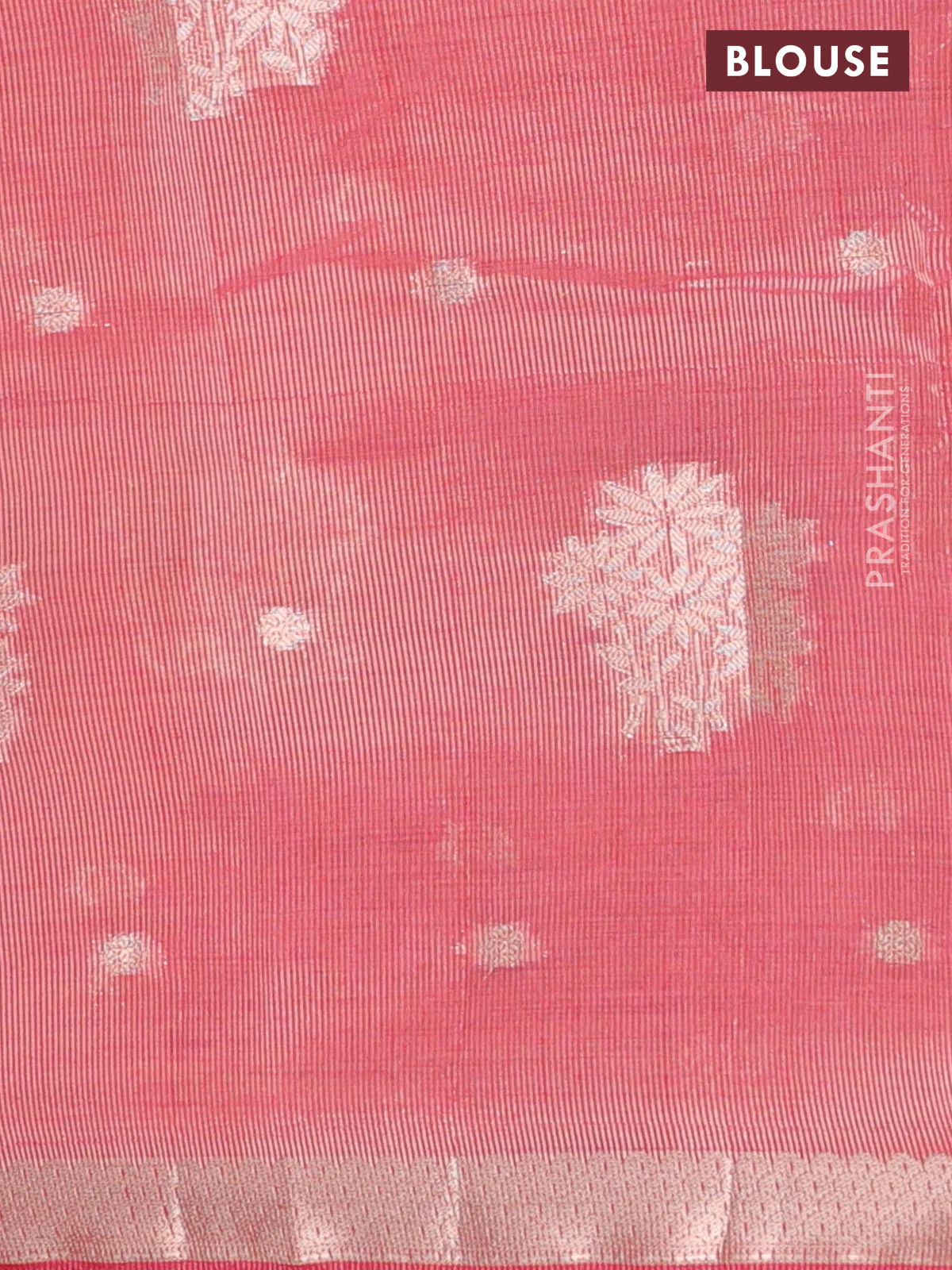 Semi raw silk saree dark pink with zari woven buttas and zari woven border - Image 4