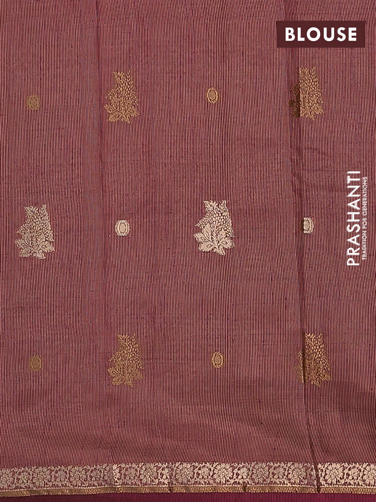 Semi raw silk saree deep maroon with woven buttas and zari woven border - Image 4