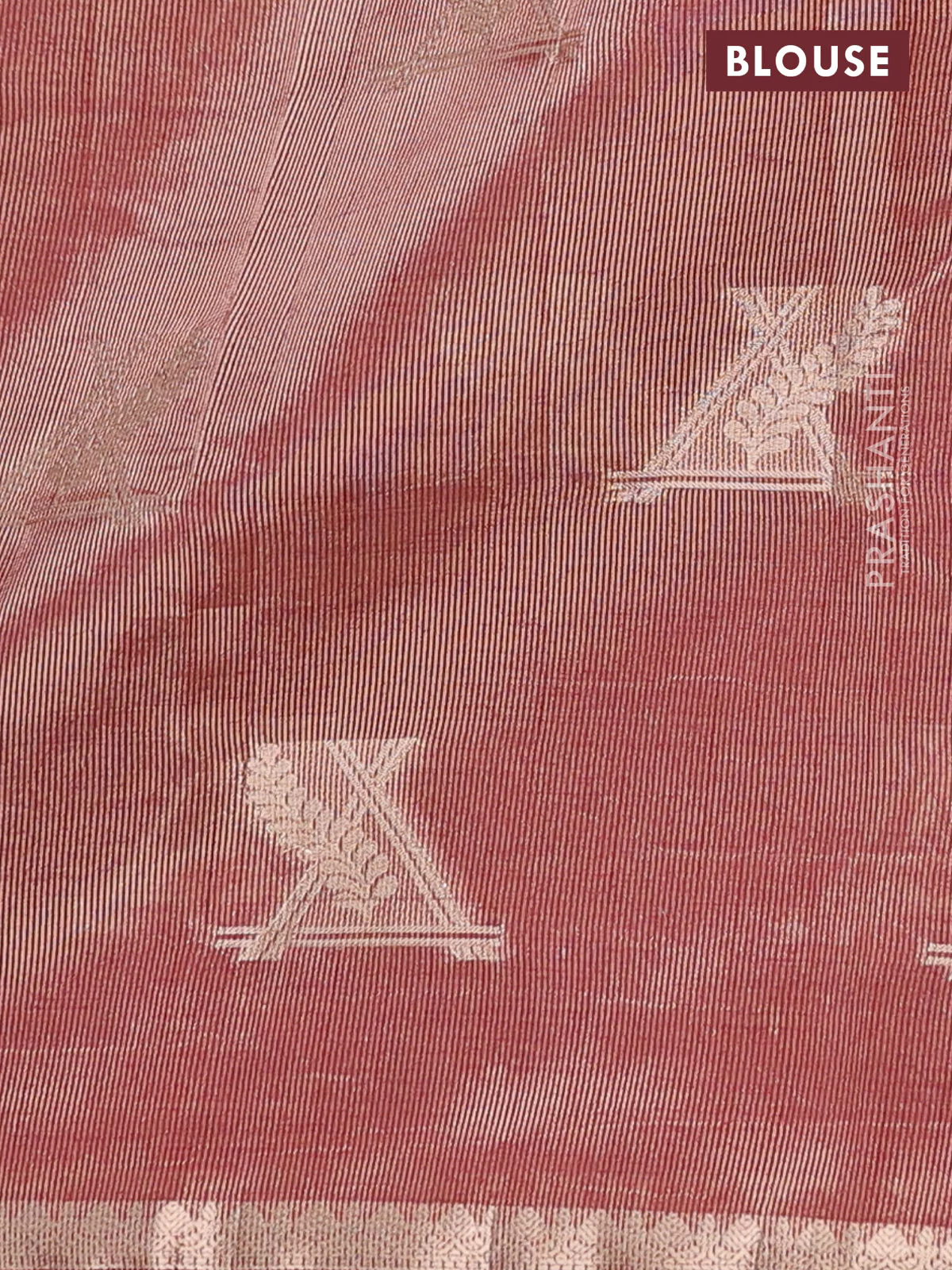 Semi raw silk saree deep maroon with zari woven buttas and zari woven border - Image 4