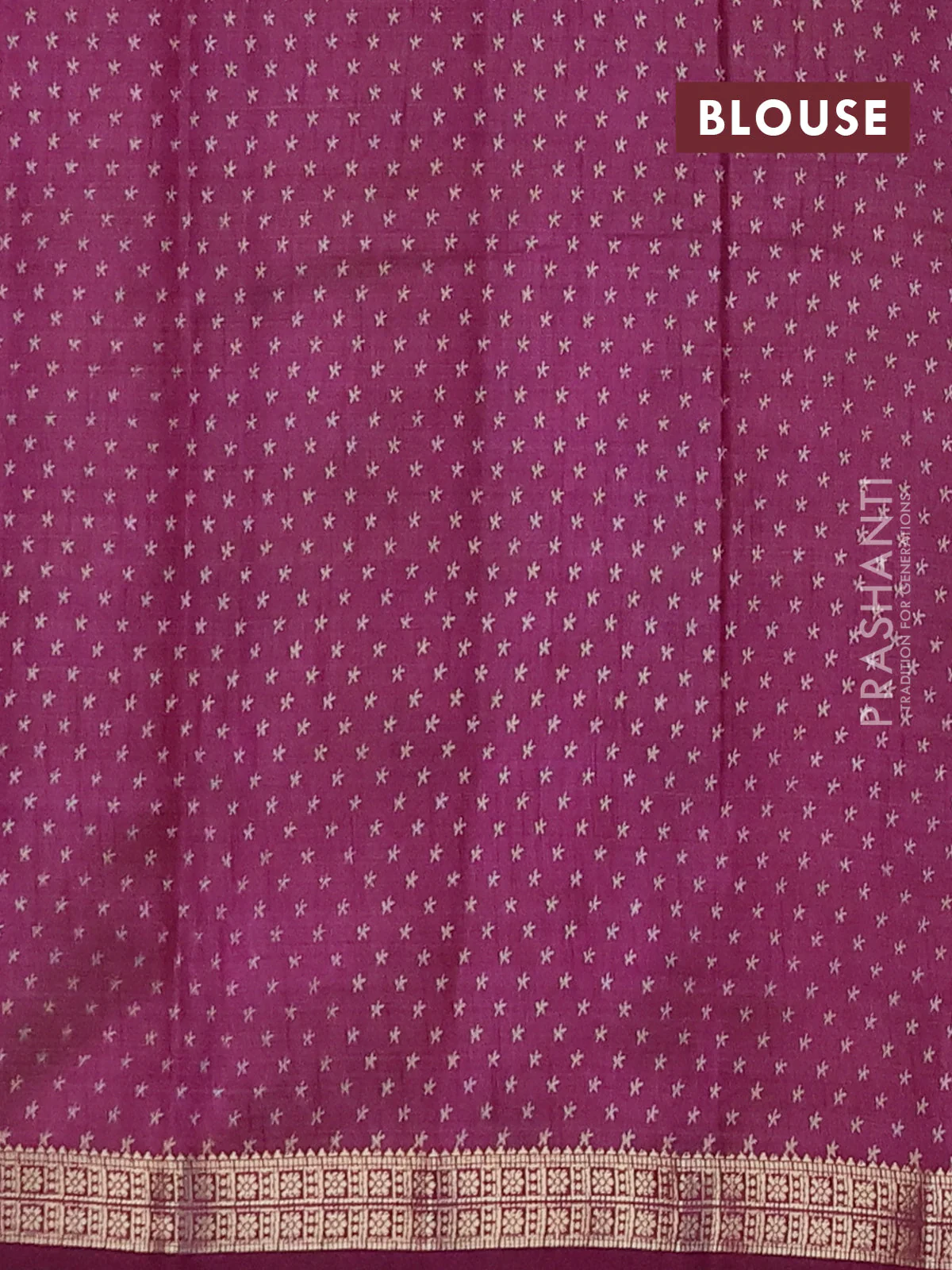 Semi raw silk saree deep purple with allover geometric prints and zari woven border - Image 4