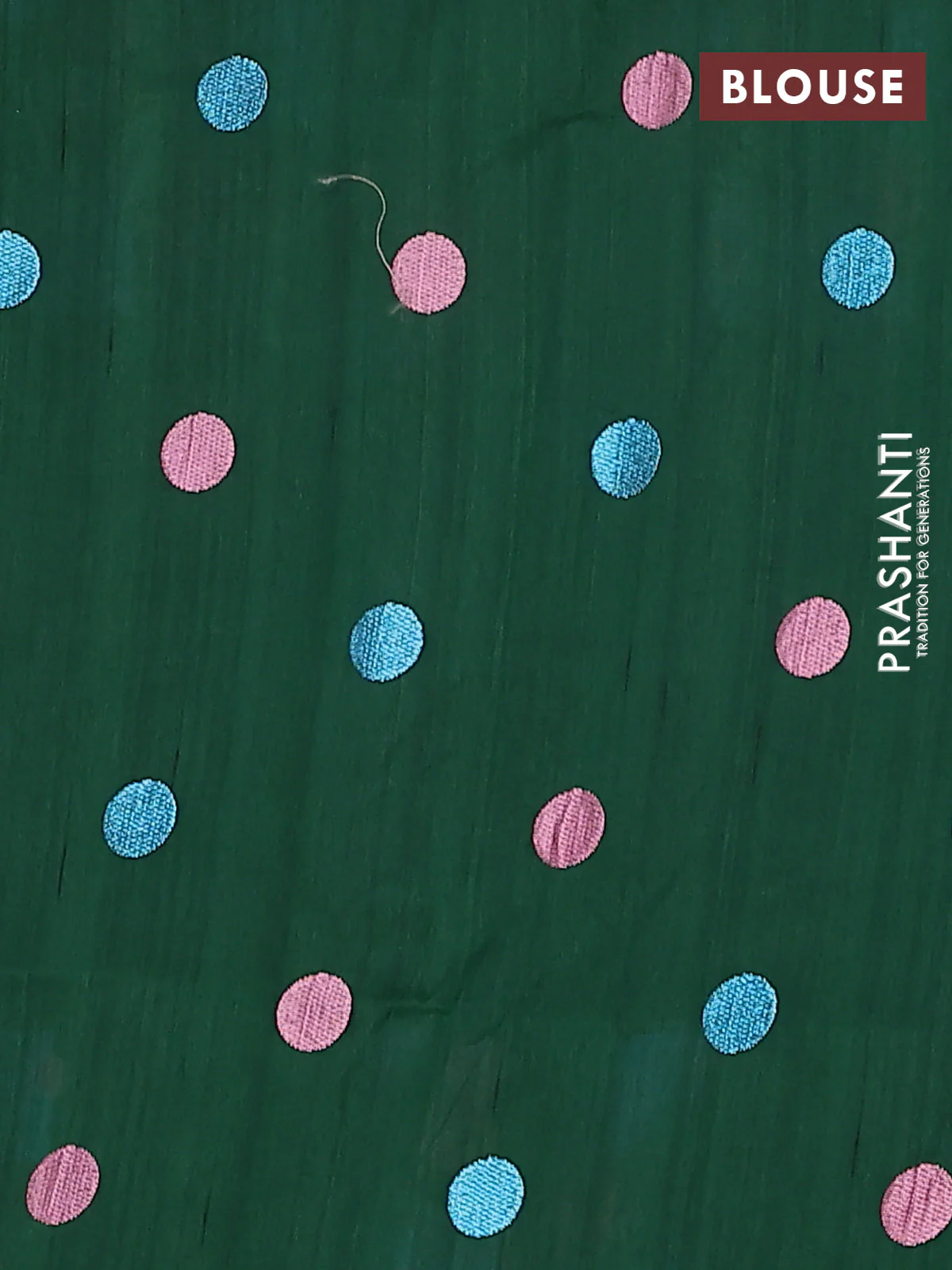 Semi raw silk saree green with embroidery buttas in borderless style - Image 4