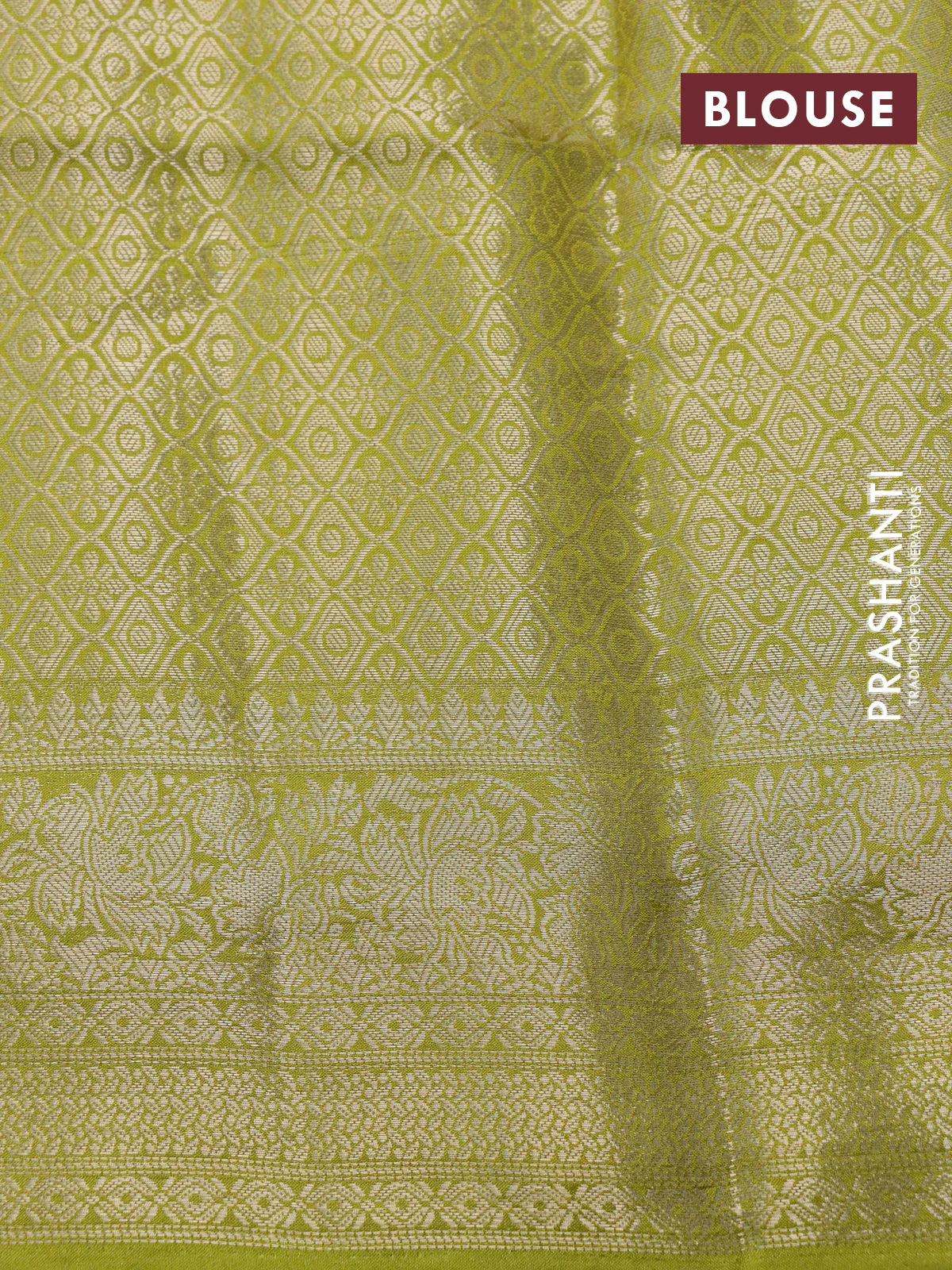 Semi raw silk saree lavender shade and mehendi green with allover zari weaves & kalamkari digital prints and zari woven border - Image 4