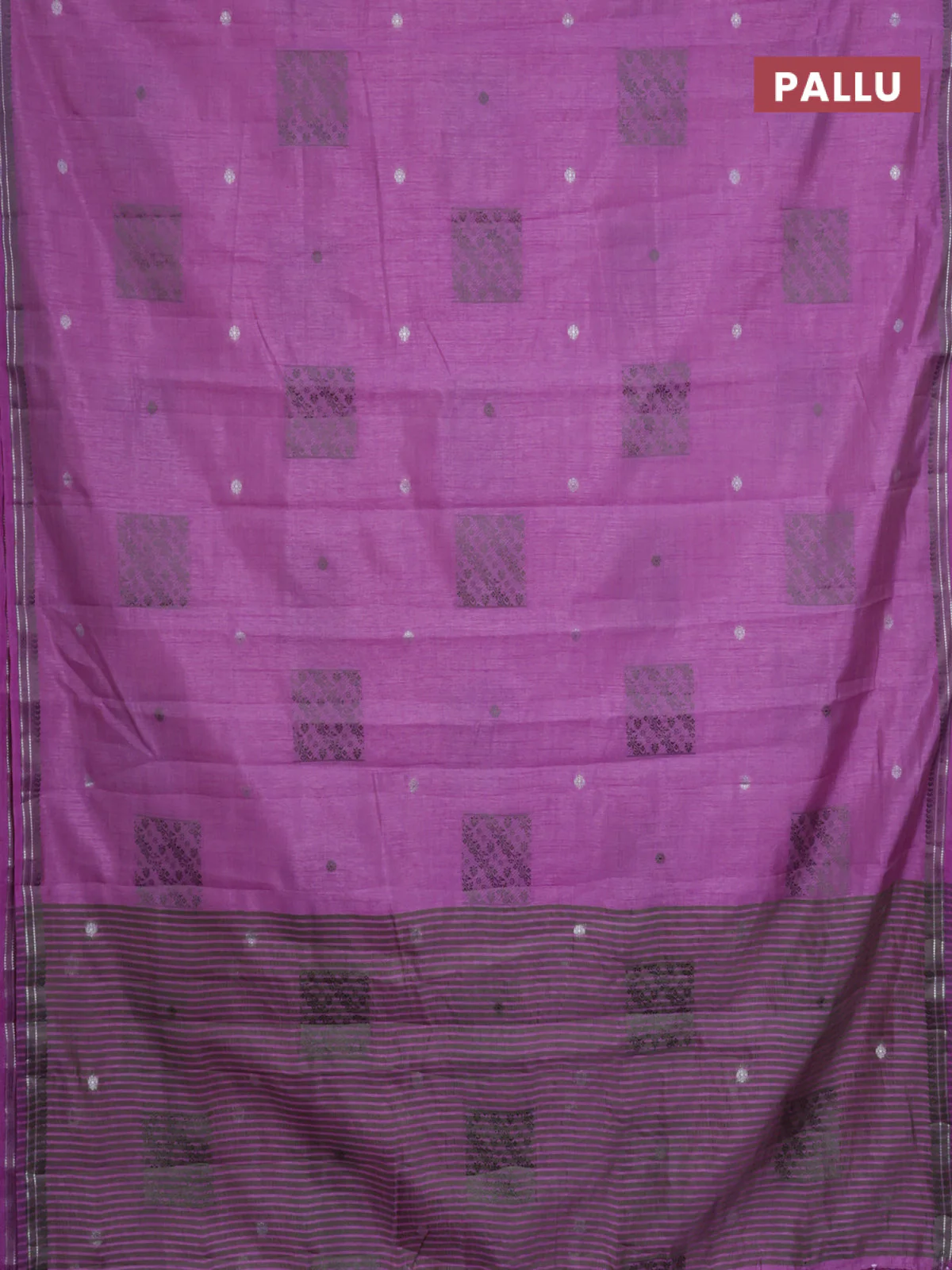 Semi raw silk saree lavender shade with thread & zari woven buttas and woven border - Image 3