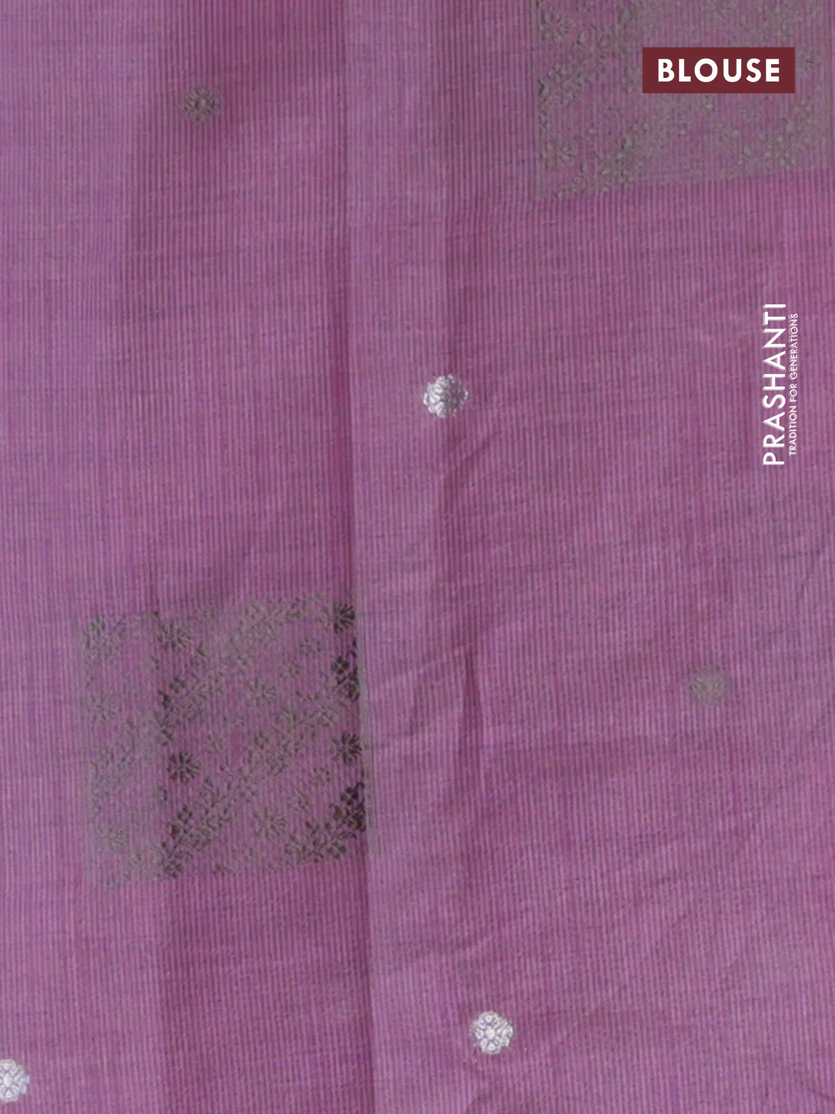 Semi raw silk saree lavender shade with thread & zari woven buttas and woven border - Image 4