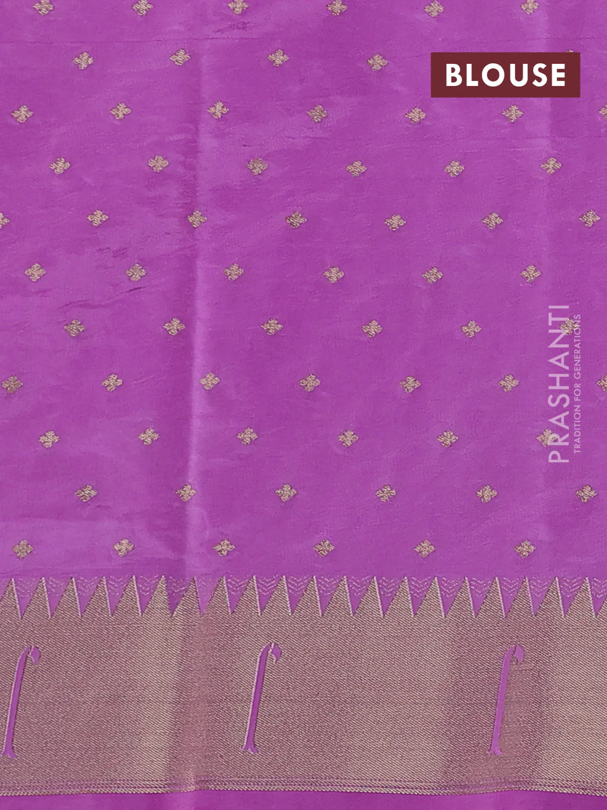 Semi raw silk saree lavender with allover zari woven buttas and pichwai design pallu - Image 3