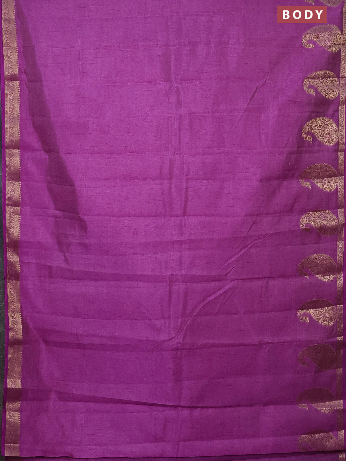 Semi raw silk saree lavender with plain body and paisley design zari woven butta border - Image 2