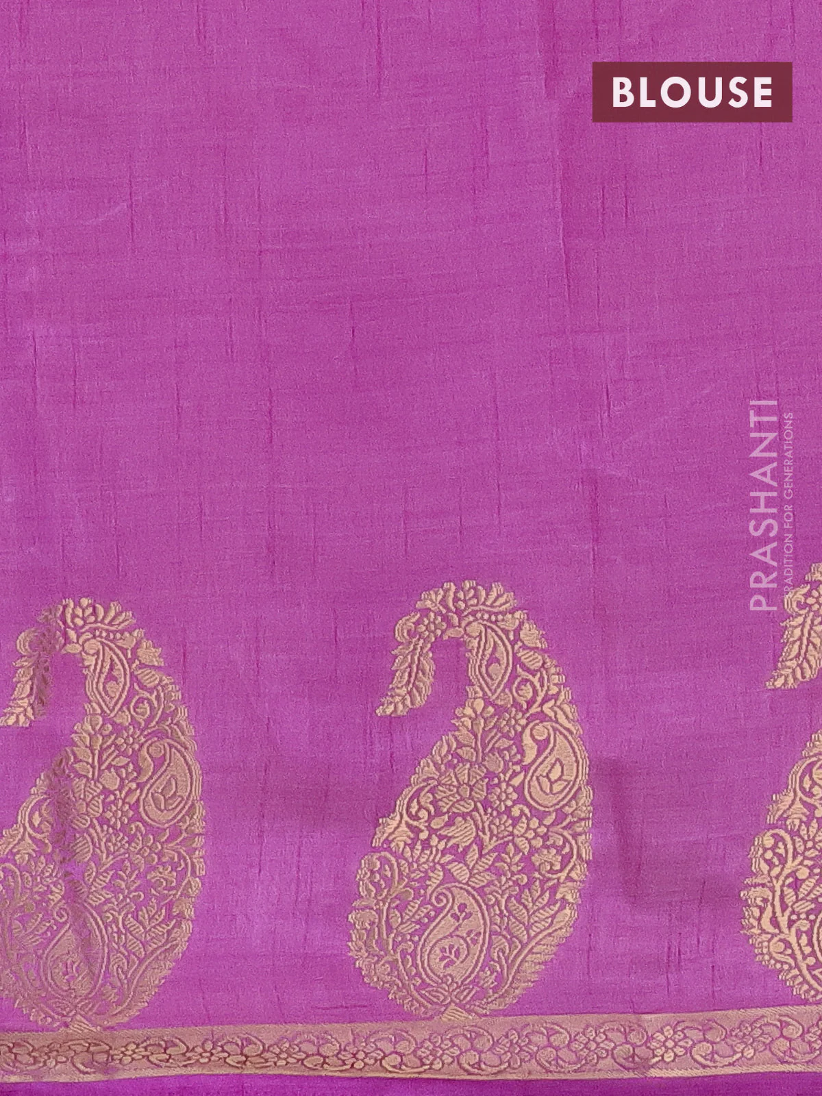 Semi raw silk saree lavender with plain body and paisley design zari woven butta border - Image 4