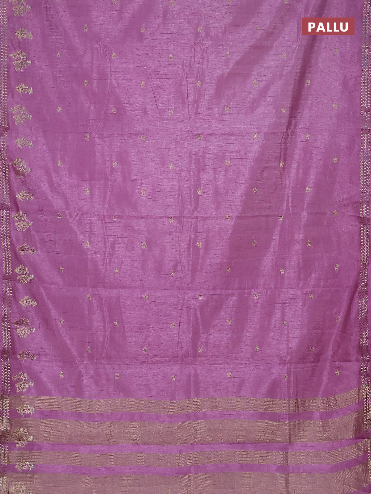 Semi raw silk saree lavender with zari woven buttas and zari woven border - Image 3