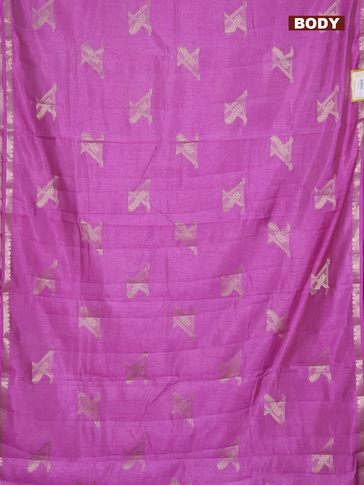Semi raw silk saree lavender with zari woven buttas and zari woven border - Image 2