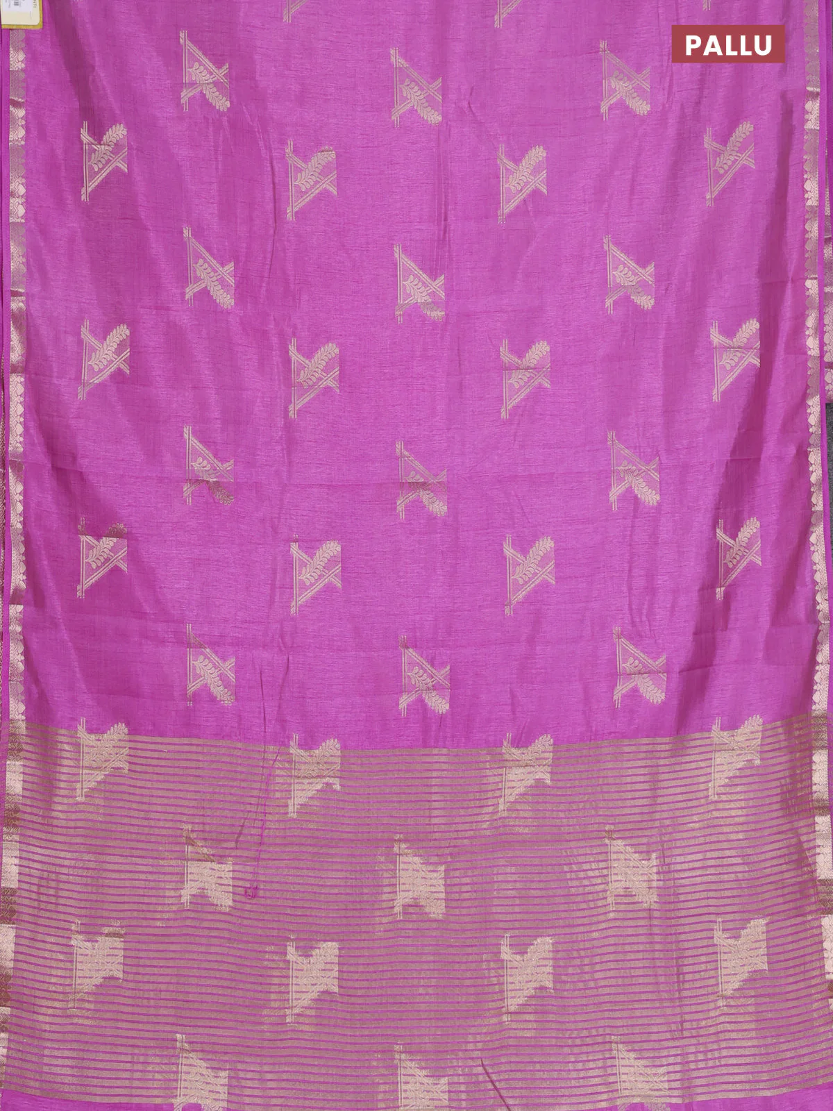 Semi raw silk saree lavender with zari woven buttas and zari woven border - Image 3