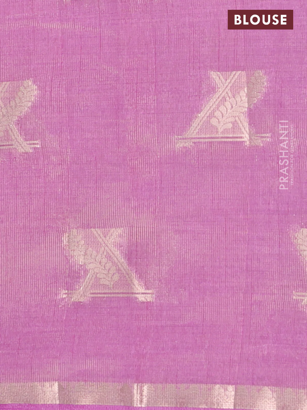 Semi raw silk saree lavender with zari woven buttas and zari woven border - Image 4