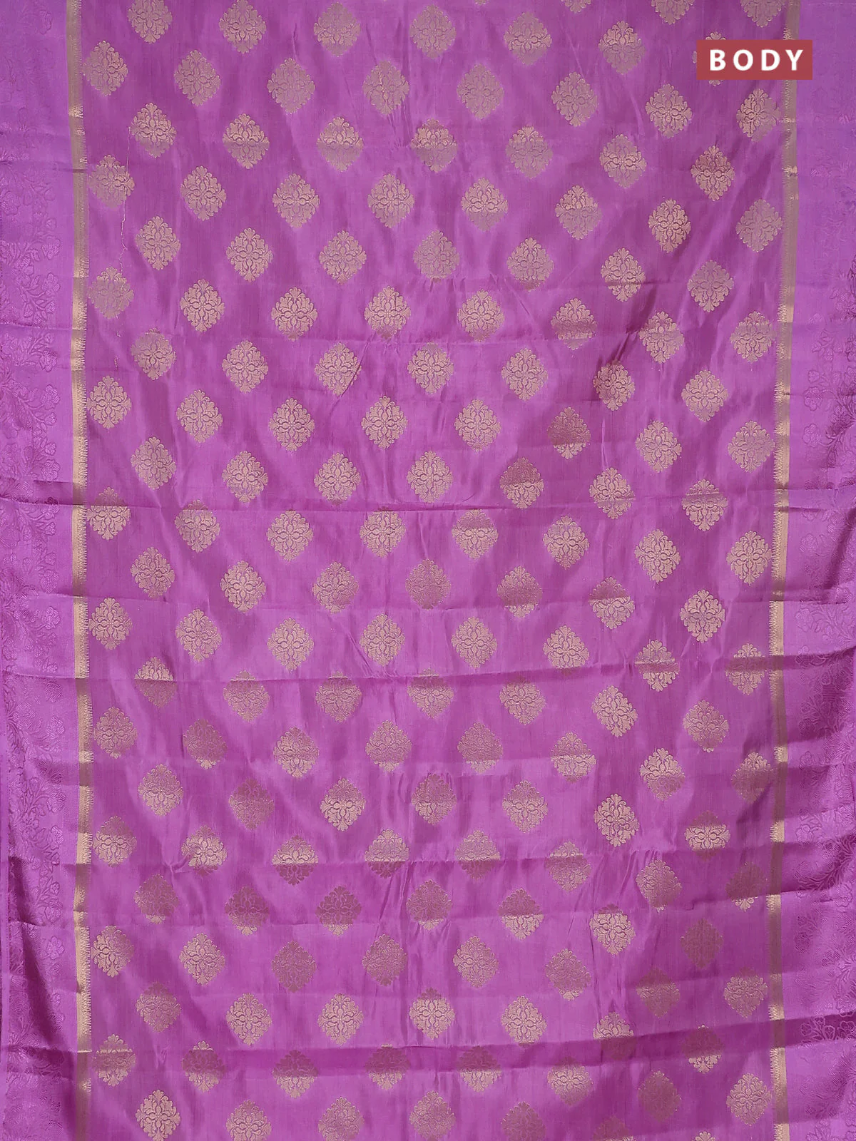 Semi raw silk saree lavender with zari woven buttas and zari woven simple border - Image 2