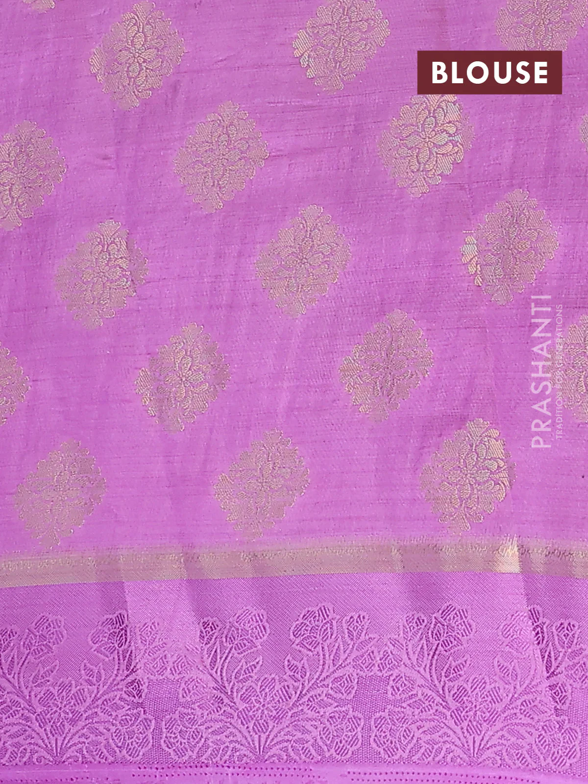 Semi raw silk saree lavender with zari woven buttas and zari woven simple border - Image 4