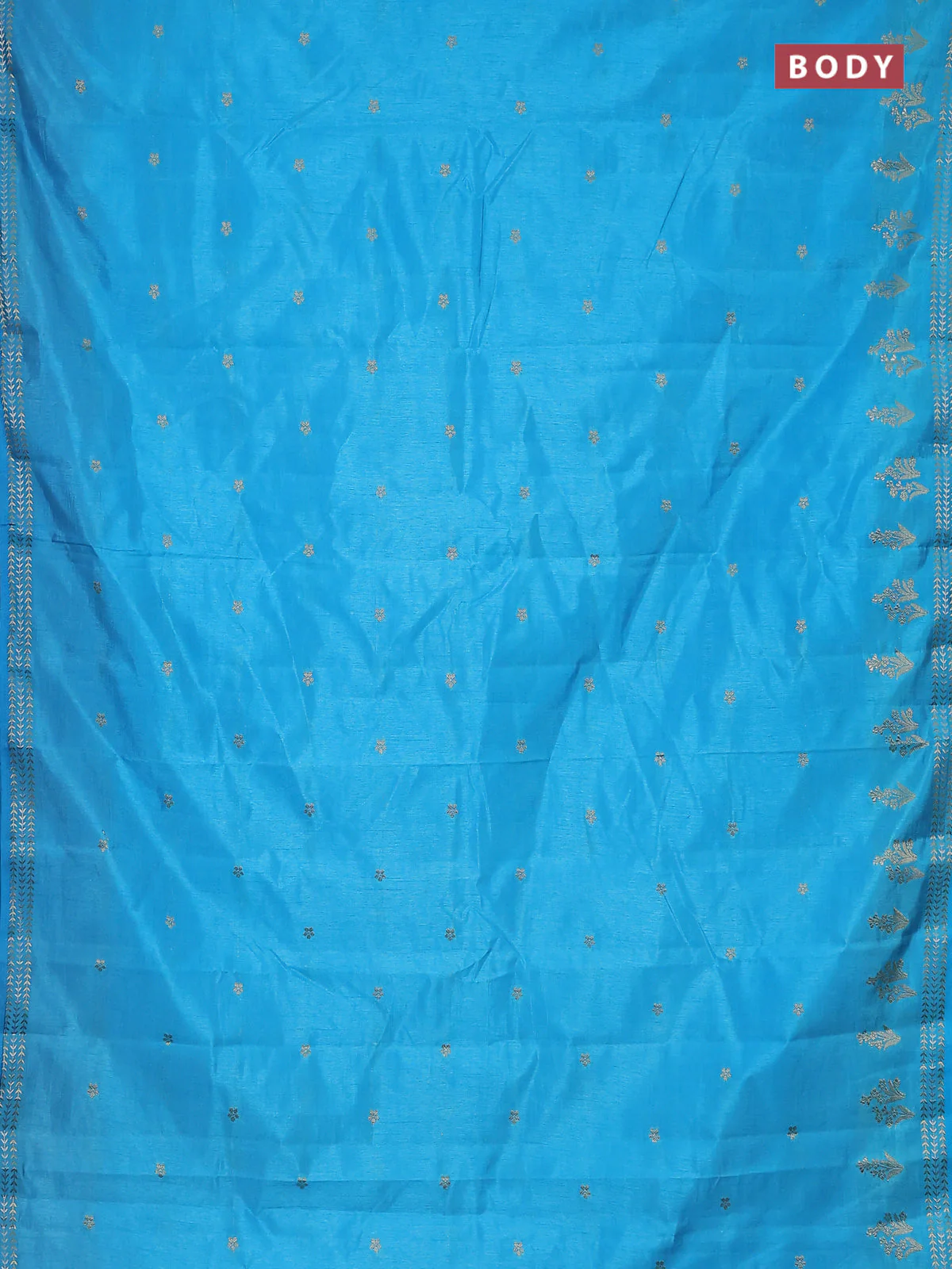 Semi raw silk saree light blue with zari woven buttas and zari woven border - Image 2