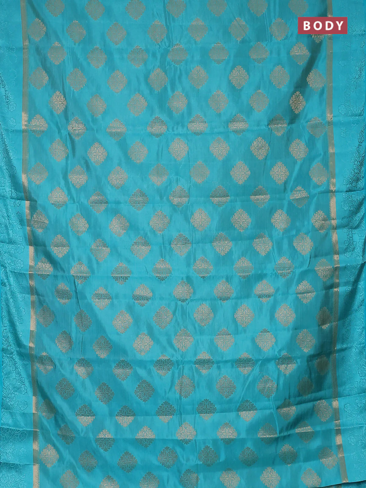 Semi raw silk saree light blue with zari woven buttas and zari woven simple border - Image 2