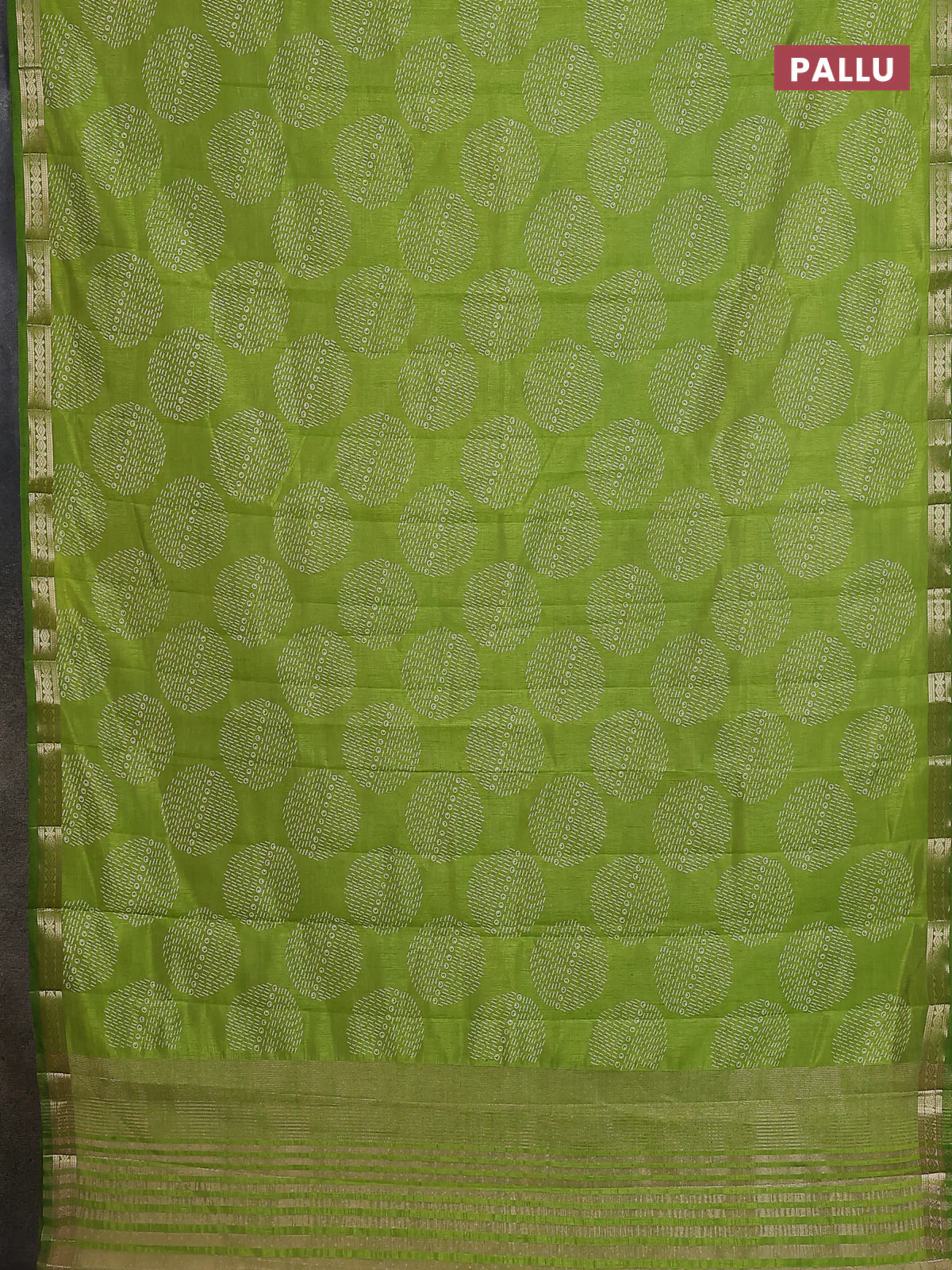 Semi raw silk saree light green with allover geometric butta prints and zari woven border - Image 3