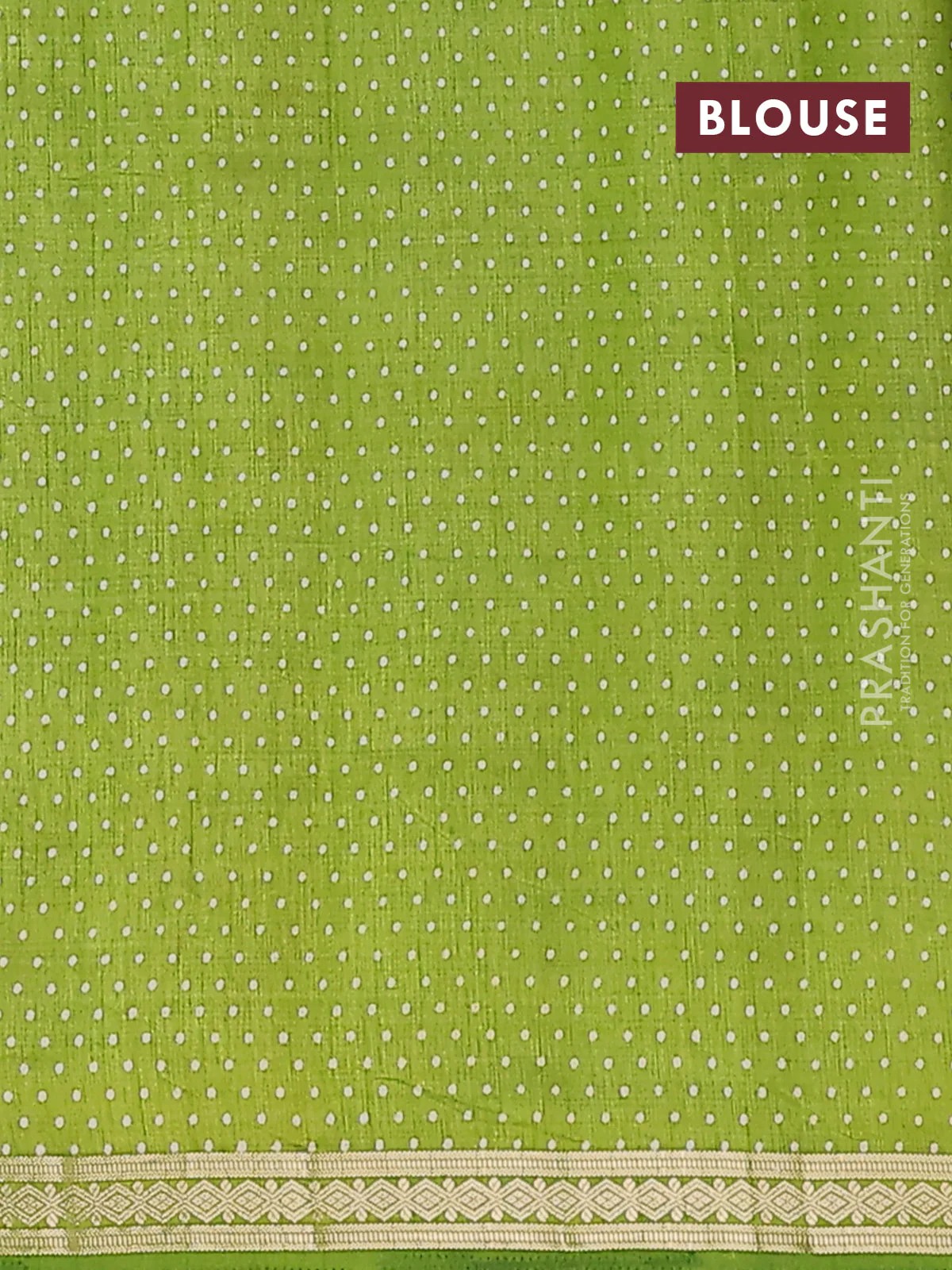 Semi raw silk saree light green with allover geometric butta prints and zari woven border - Image 4