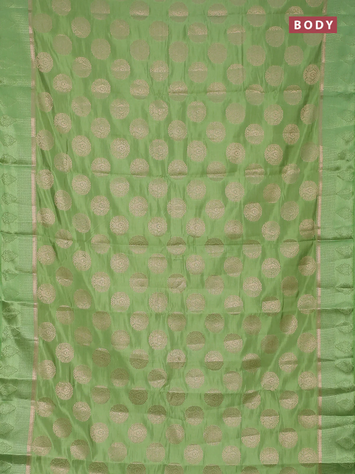 Semi raw silk saree light green with zari woven buttas and zari woven simple border - Image 2