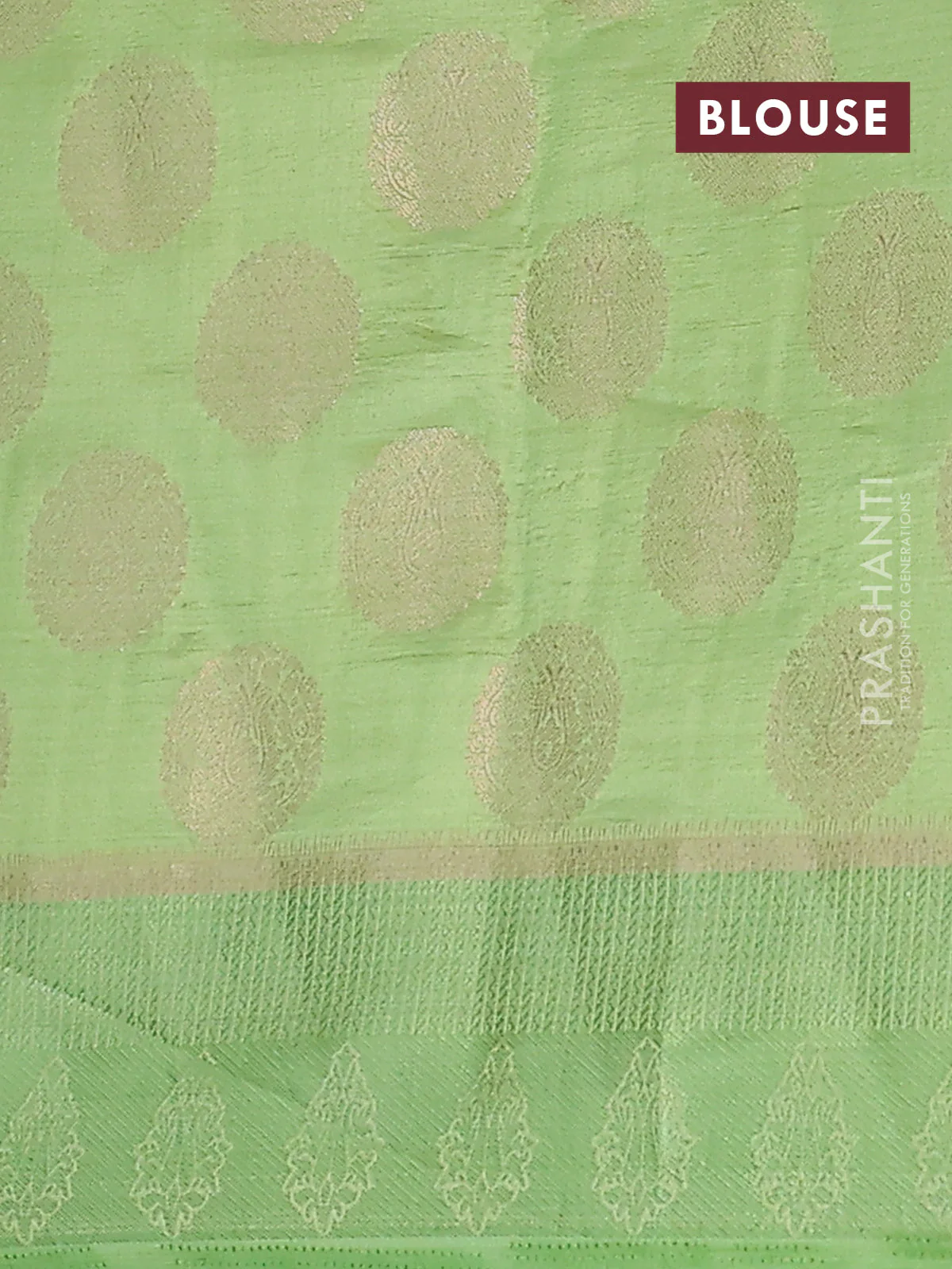 Semi raw silk saree light green with zari woven buttas and zari woven simple border - Image 4