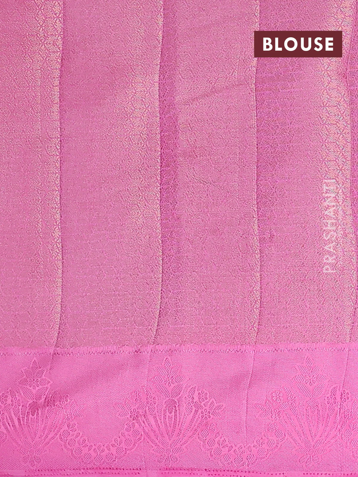 Semi raw silk saree light pink with allover zari weaves and simple border - Image 4