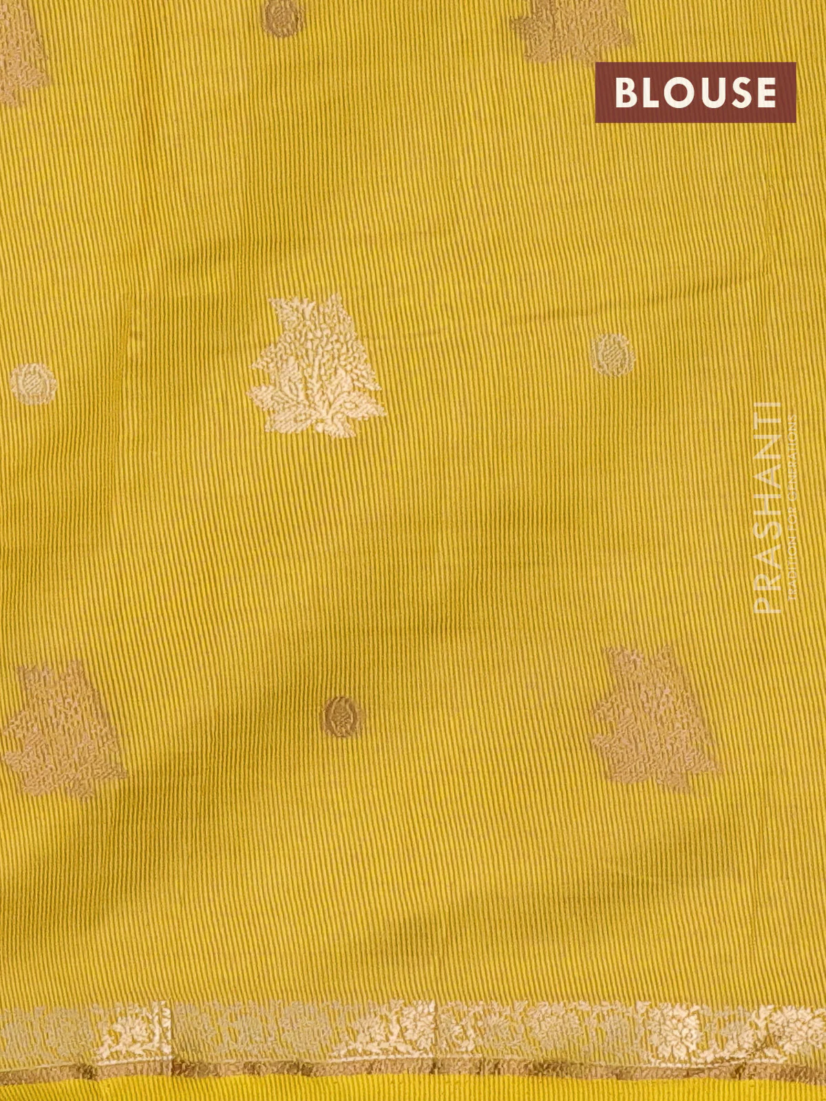 Semi raw silk saree lime yellow with woven buttas and zari woven border - Image 4