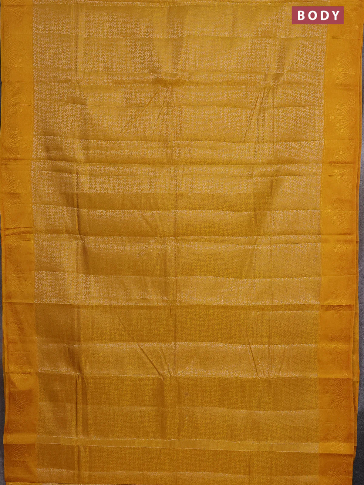 Semi raw silk saree mango yellow with allover zari weaves and simple border - Image 2