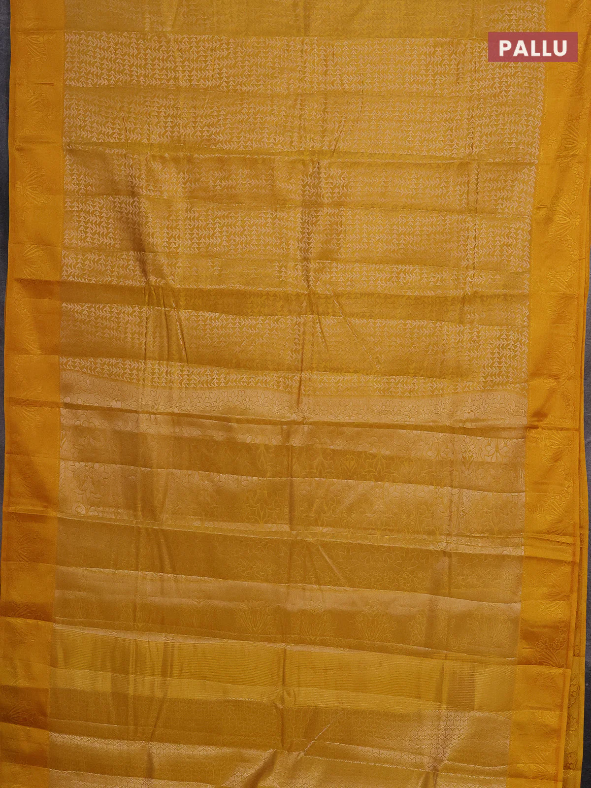 Semi raw silk saree mango yellow with allover zari weaves and simple border - Image 3