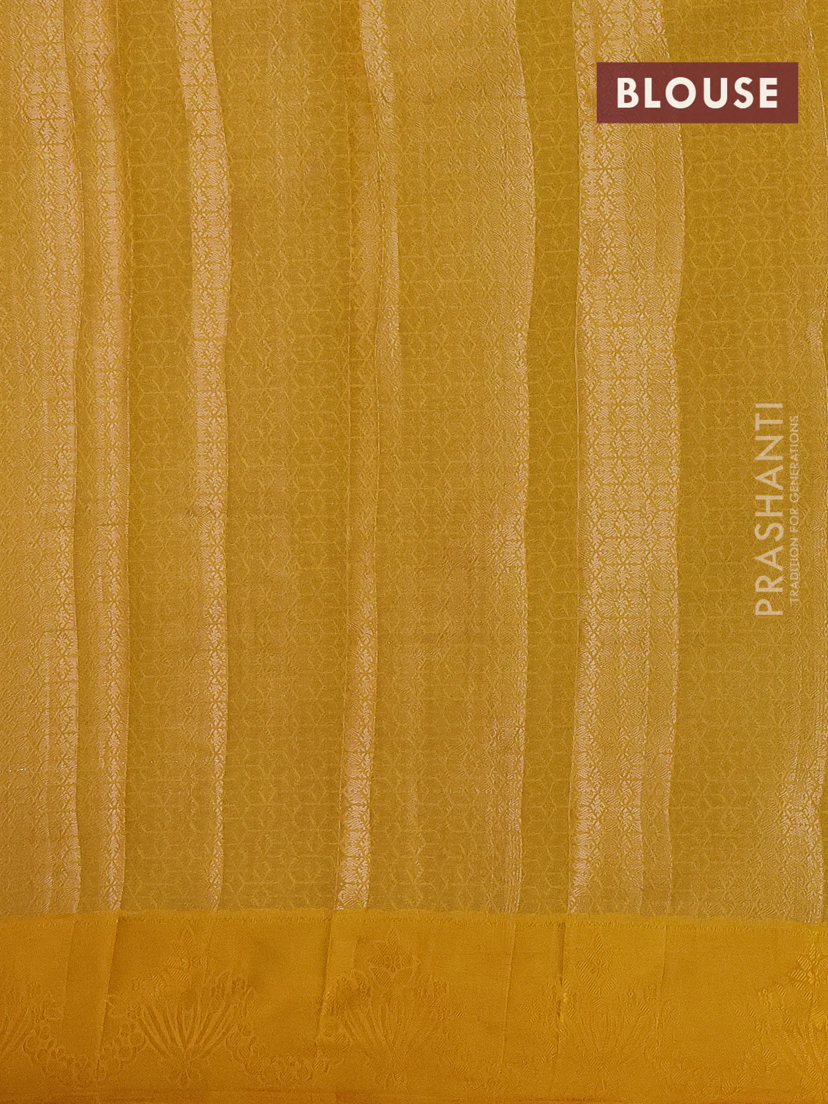 Semi raw silk saree mango yellow with allover zari weaves and simple border - Image 4