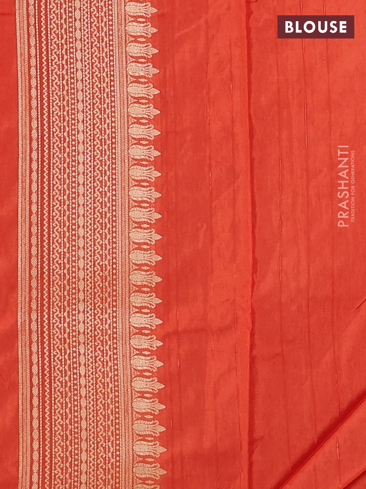 Semi raw silk saree maroon and orange with silver & gold flower zari woven buttas and zari woven border - Image 3