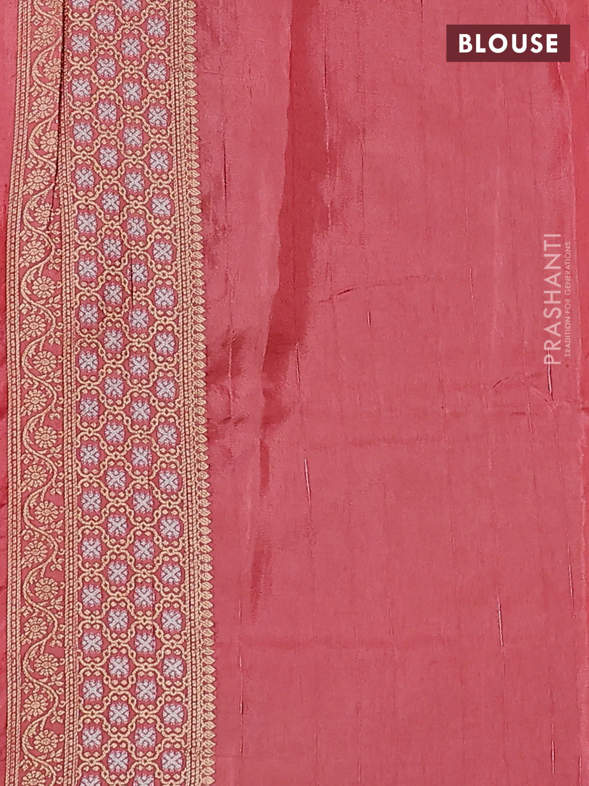 Semi raw silk saree maroon and peach shade with silver & gold zari woven buttas and zari woven border - Image 3