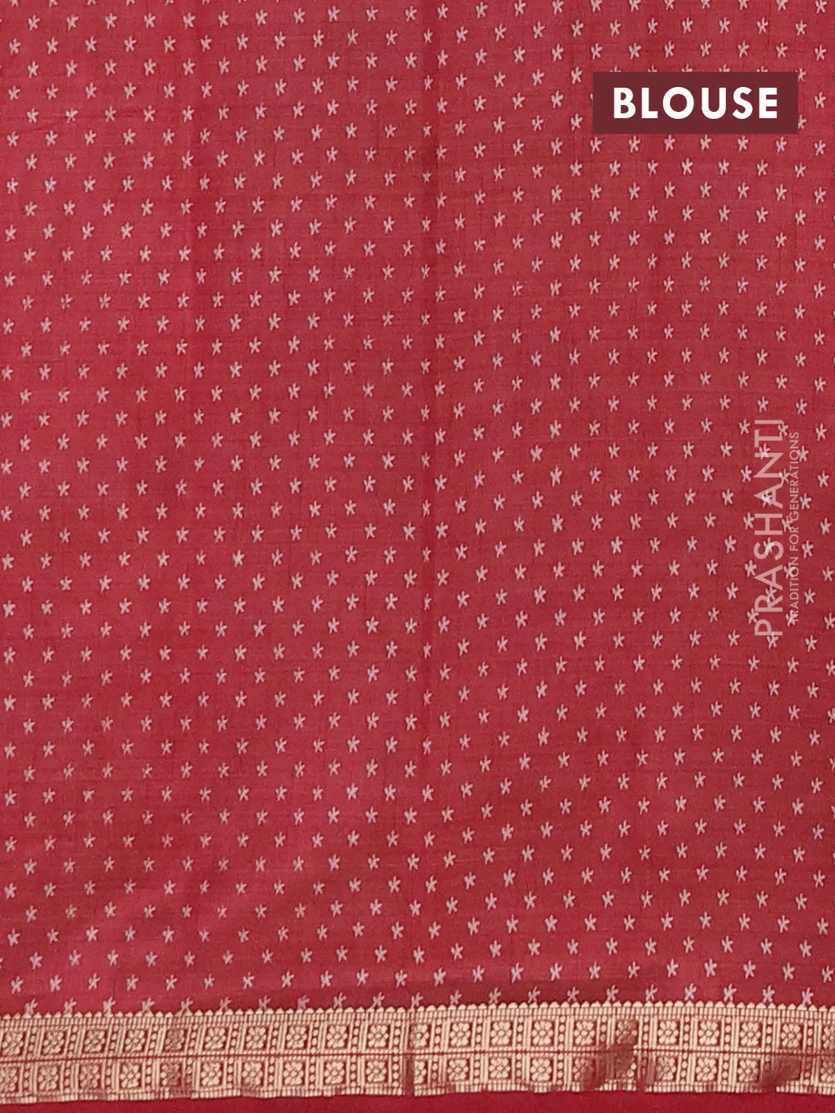 Semi raw silk saree maroon with allover geometric prints and zari woven border - Image 4