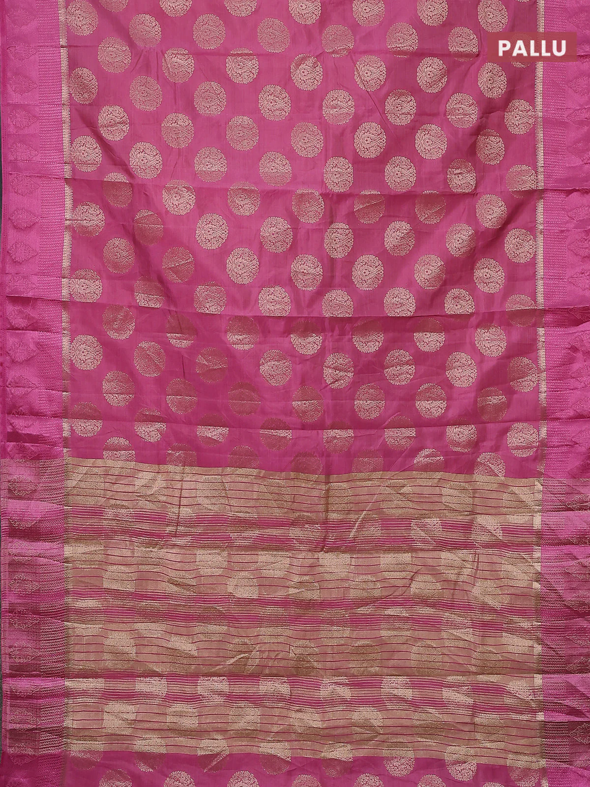 Semi raw silk saree mauve pink with zari woven buttas and zari woven simple border - Image 3