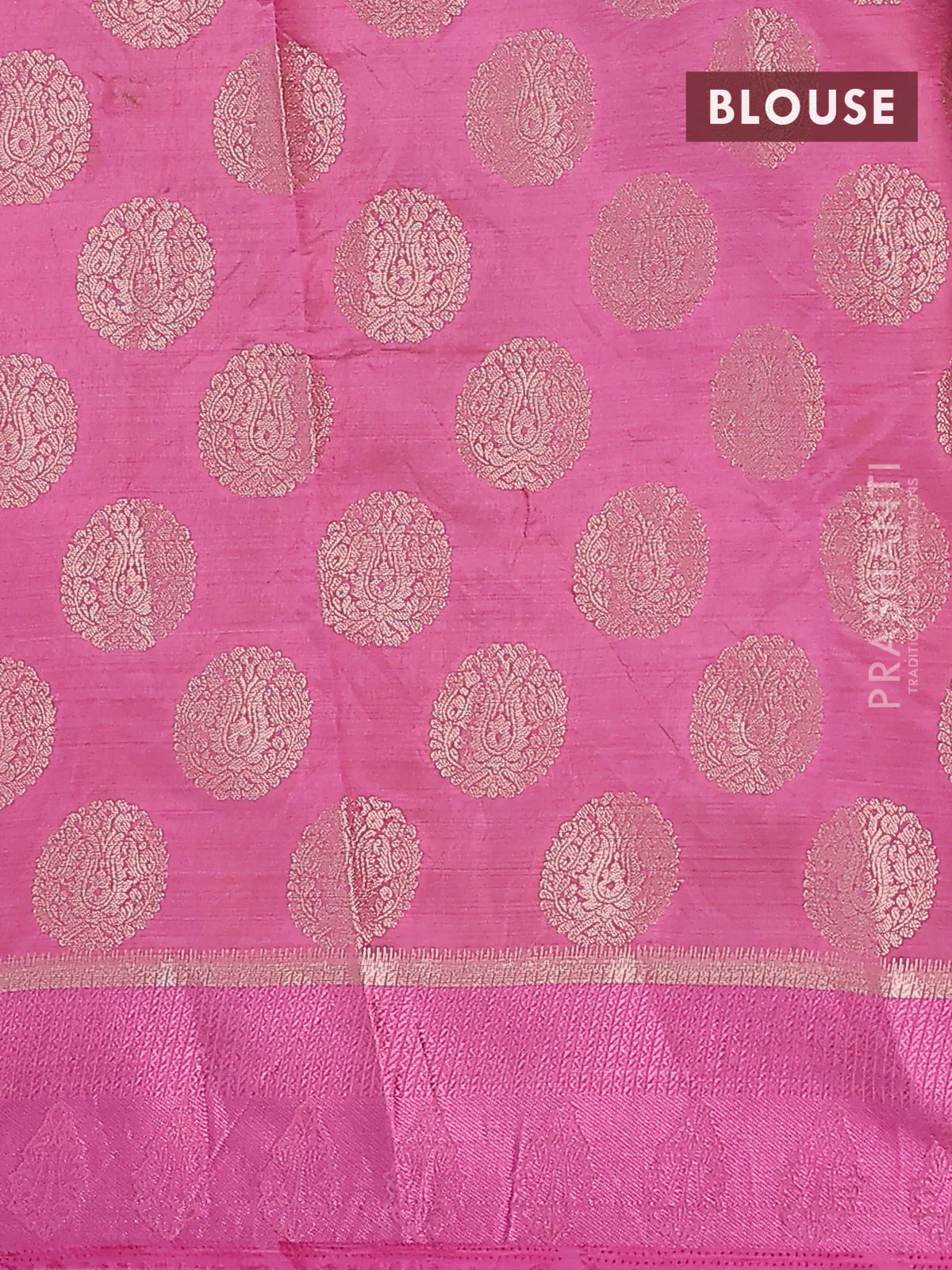 Semi raw silk saree mauve pink with zari woven buttas and zari woven simple border - Image 4
