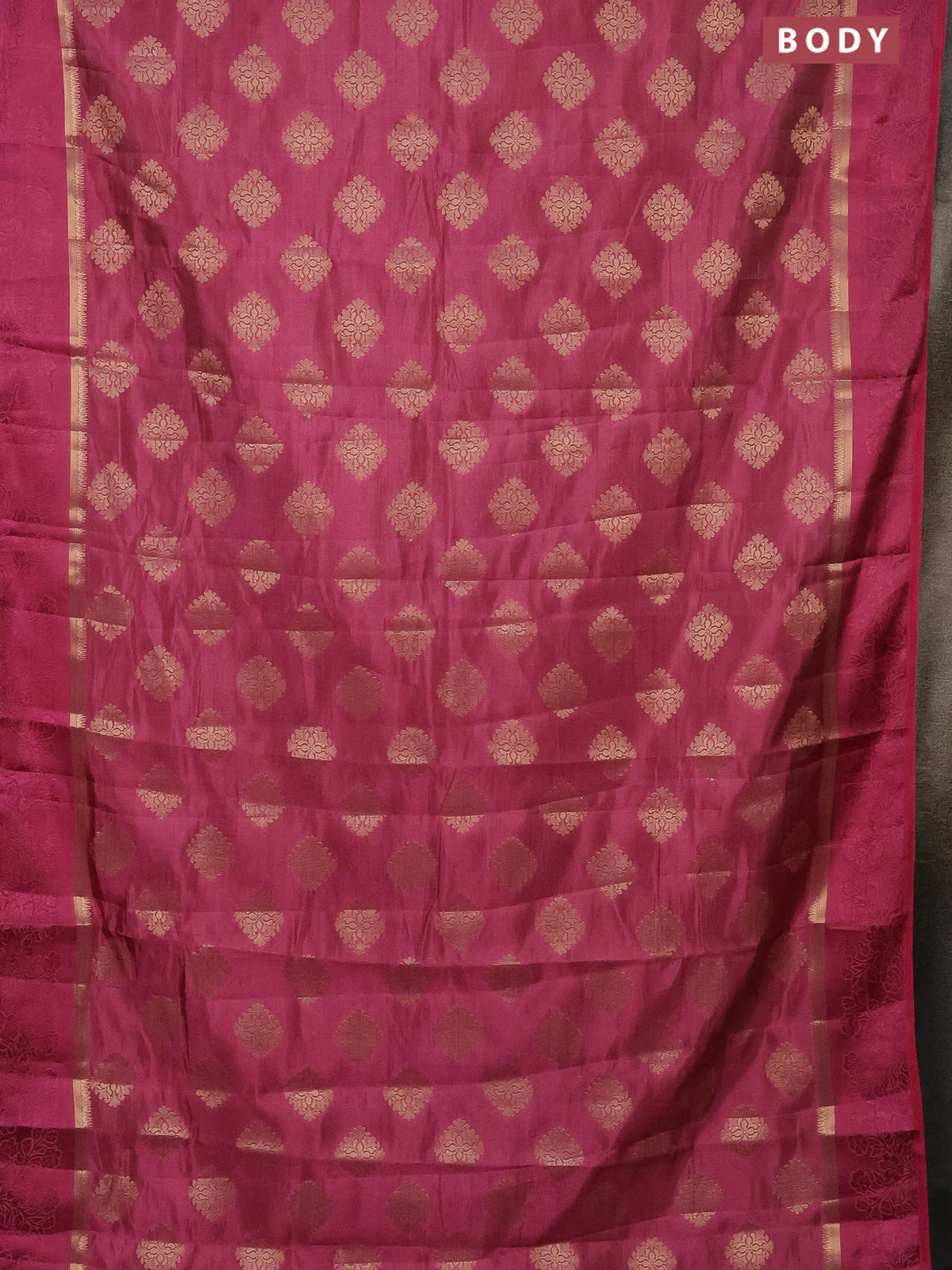 Semi raw silk saree mauve pink with zari woven buttas and zari woven simple border - Image 2