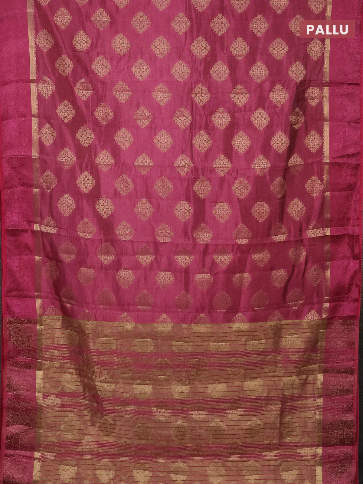 Semi raw silk saree mauve pink with zari woven buttas and zari woven simple border - Image 3